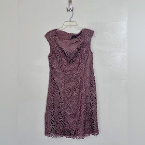 Chic Timeless Adrianna Papell Taupe Lace Cocktail Dress Size 10 Free Shipping